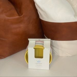 Baby food bowls in pink, gray and yellow